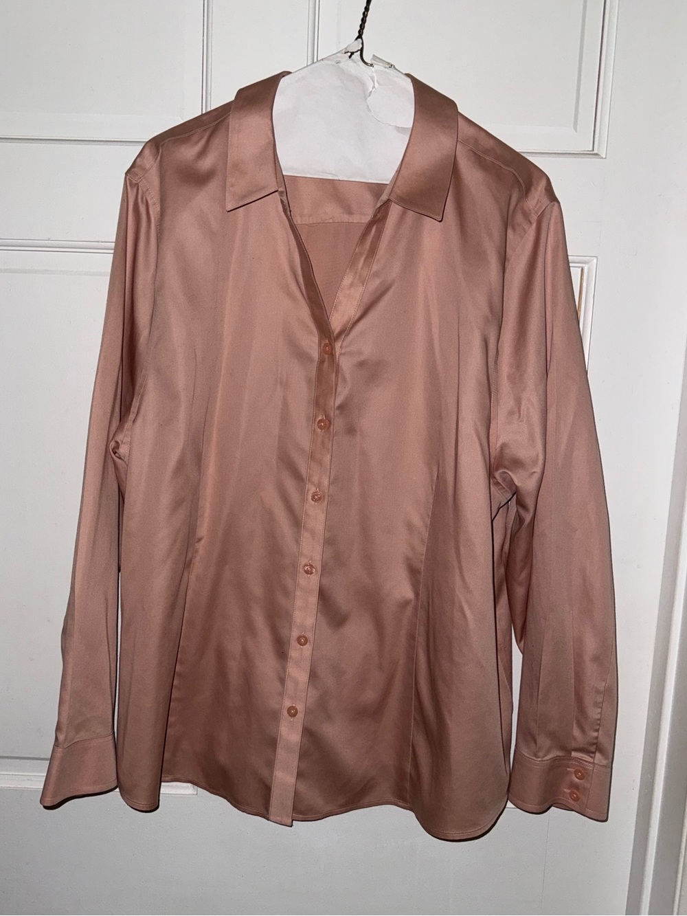 Chico's Satin Button-Down Shirt in Dusty Rose